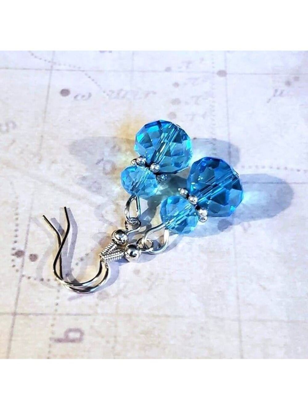 Vintage Faceted Turquoise Blue Crystal Rondelle Silver Bali Style Daisy Beads Ea